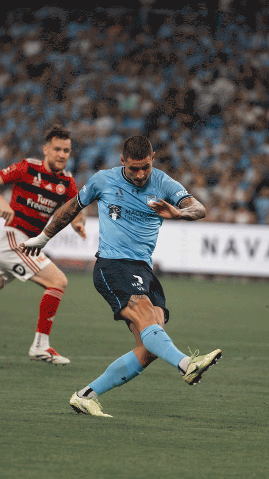 Player in light blue kicking a ball