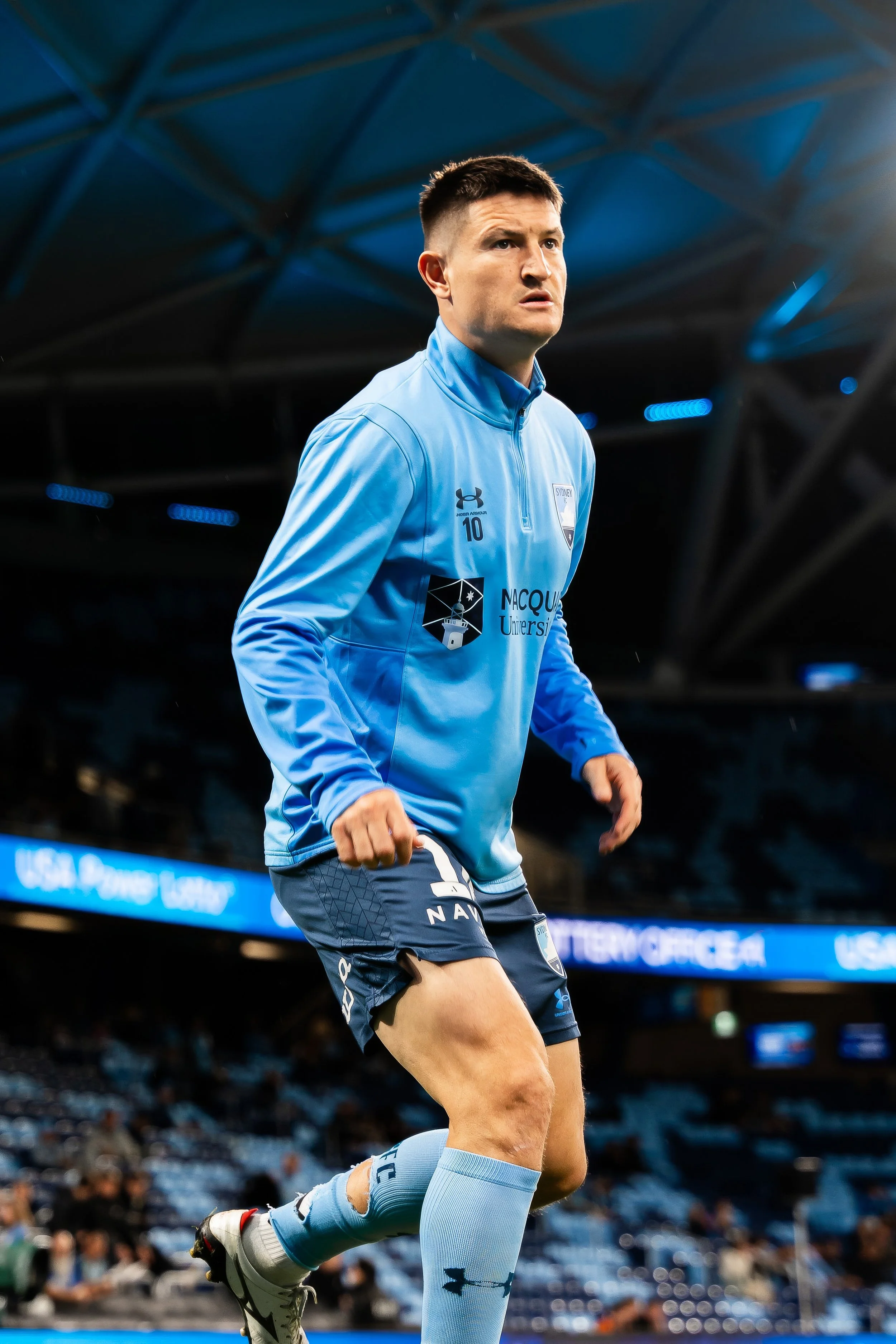 Player warming up in the stadium